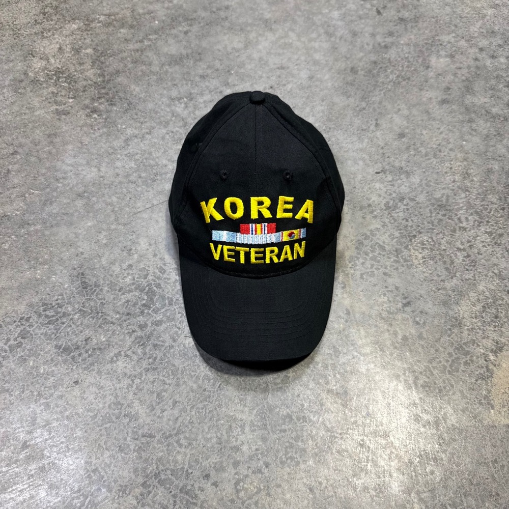 Eagle Crest Baseball Cap Men OS Black Korea Veteran Ribbon Embroidered Hat